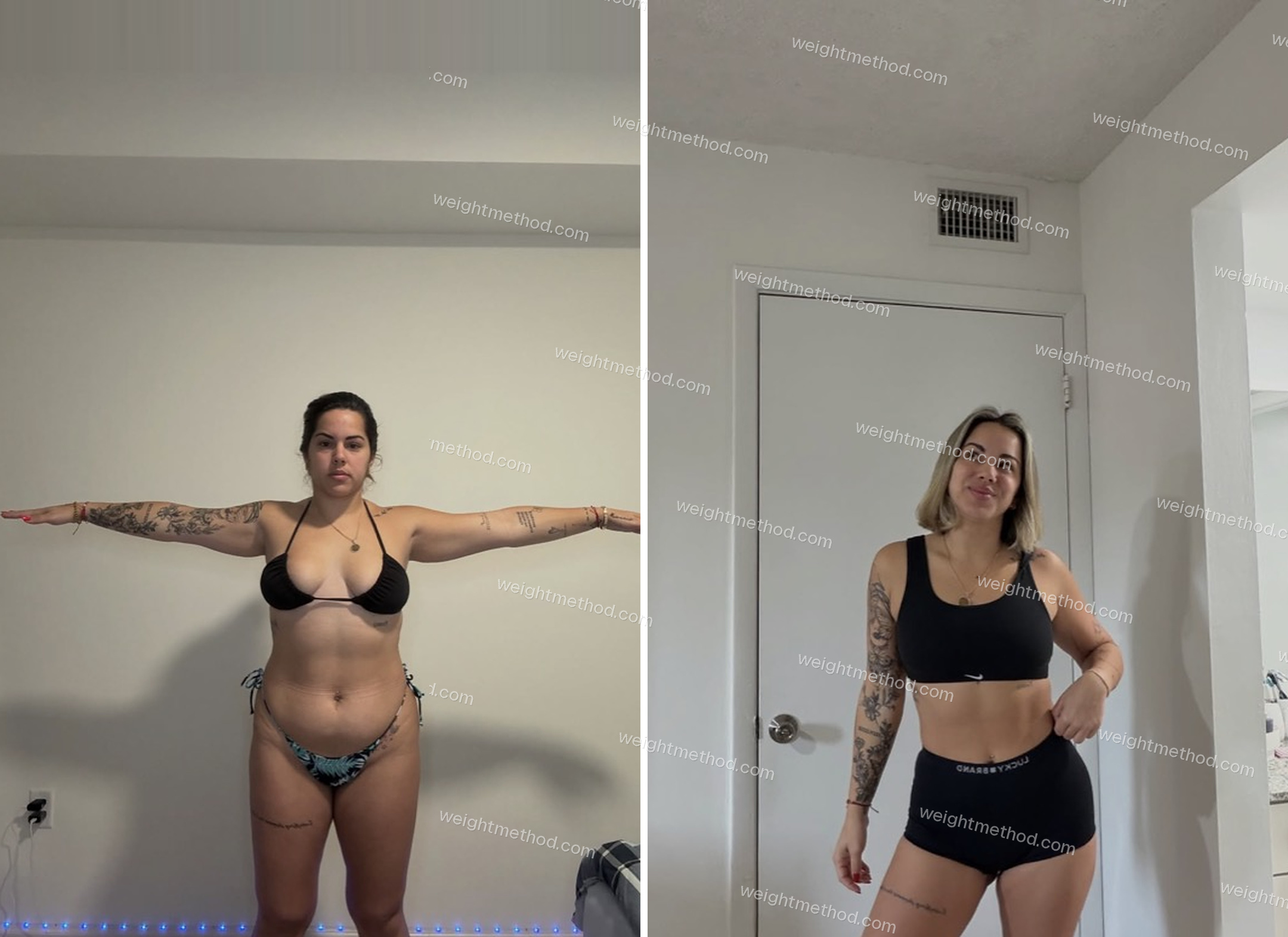 Glenda’s progress photos: before on the left, after on the right.